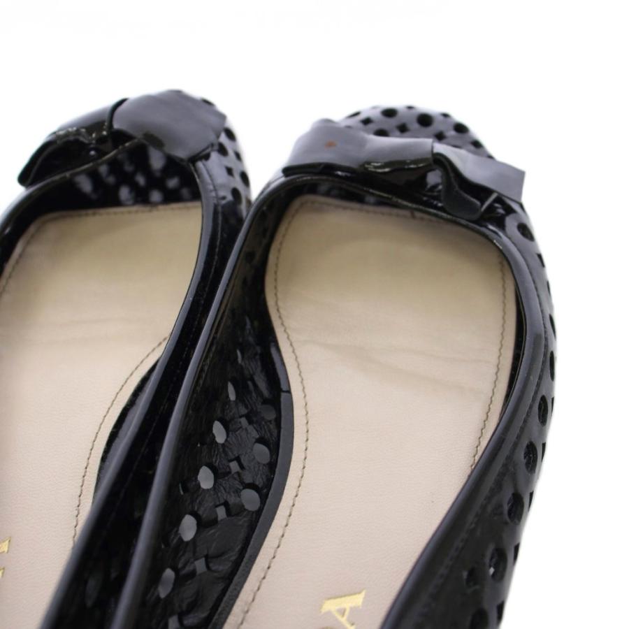 PRADA（プラダ） バレエシューズ フラットシューズ エナメル リボン 35