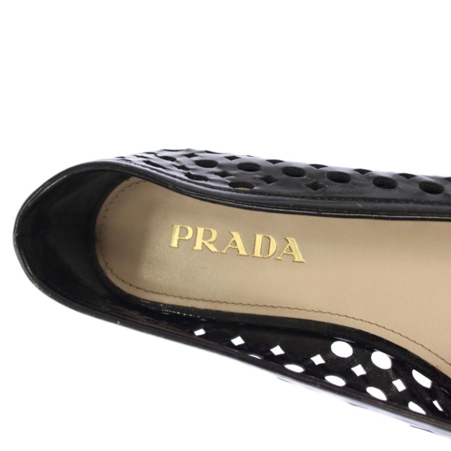 PRADA（プラダ） バレエシューズ フラットシューズ エナメル リボン 35