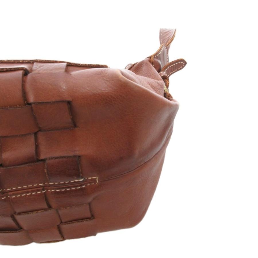 ダコタ Dakota ショルダーバッグ 編み込み レザー 茶 ブラウン /JS