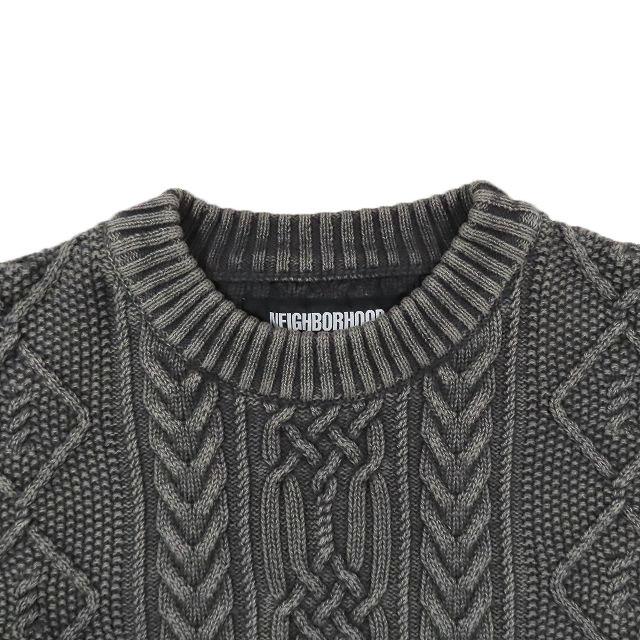 極美品 ネイバーフッド NEIGHBORHOOD WASHED CREWNECK CABLE SWEATER