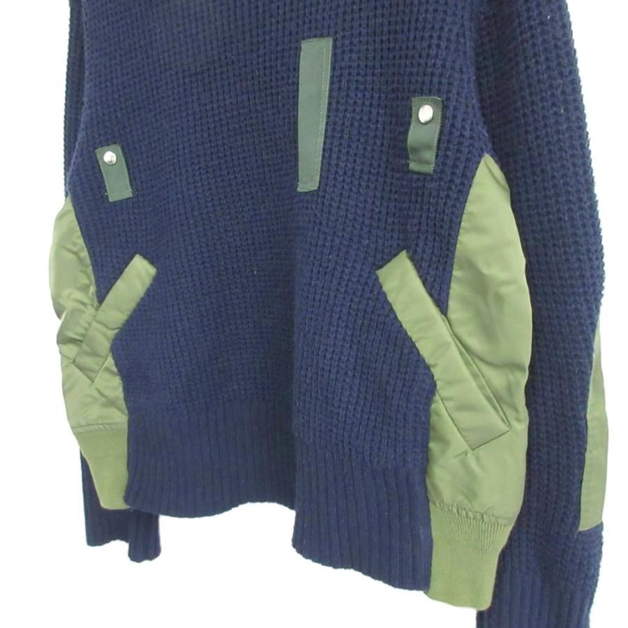 サカイ sacai 20AW Wool Knit x Nylon Twill Pullover ドッキング