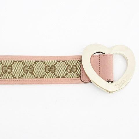 GUCCI（グッチ） ベルト ハートバックル GGキャンバス レザー ブラウン