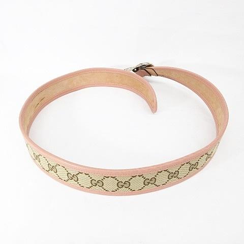 GUCCI（グッチ） ベルト ハートバックル GGキャンバス レザー ブラウン