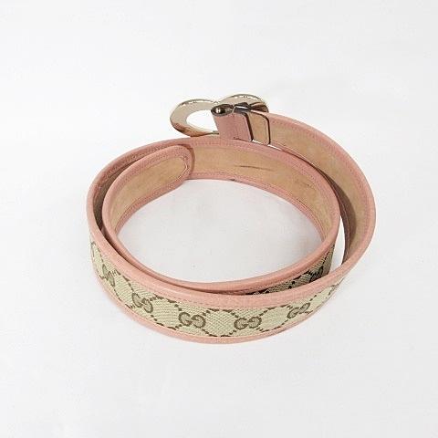 GUCCI（グッチ） ベルト ハートバックル GGキャンバス レザー ブラウン
