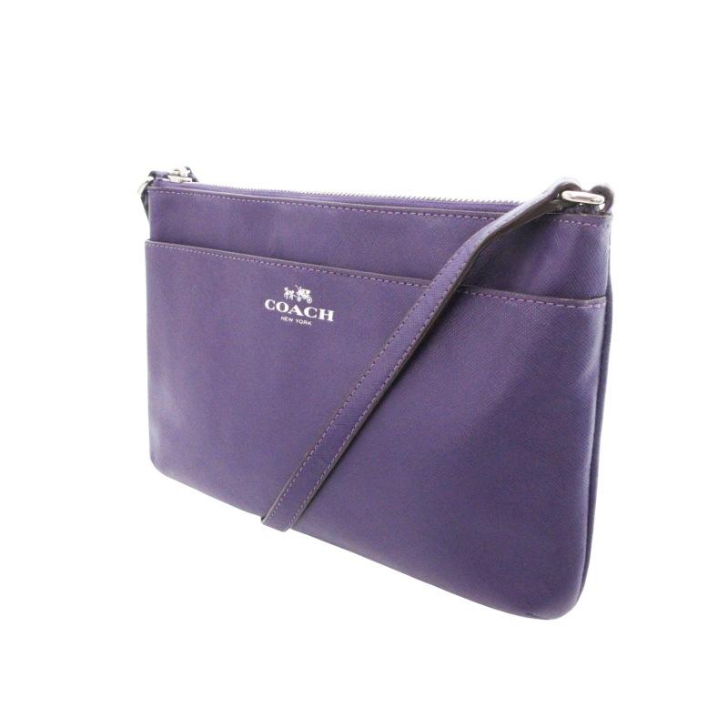 COACH（コーチ） ショルダーバッグ ポーチ付き ロゴ PVC レザー 紫