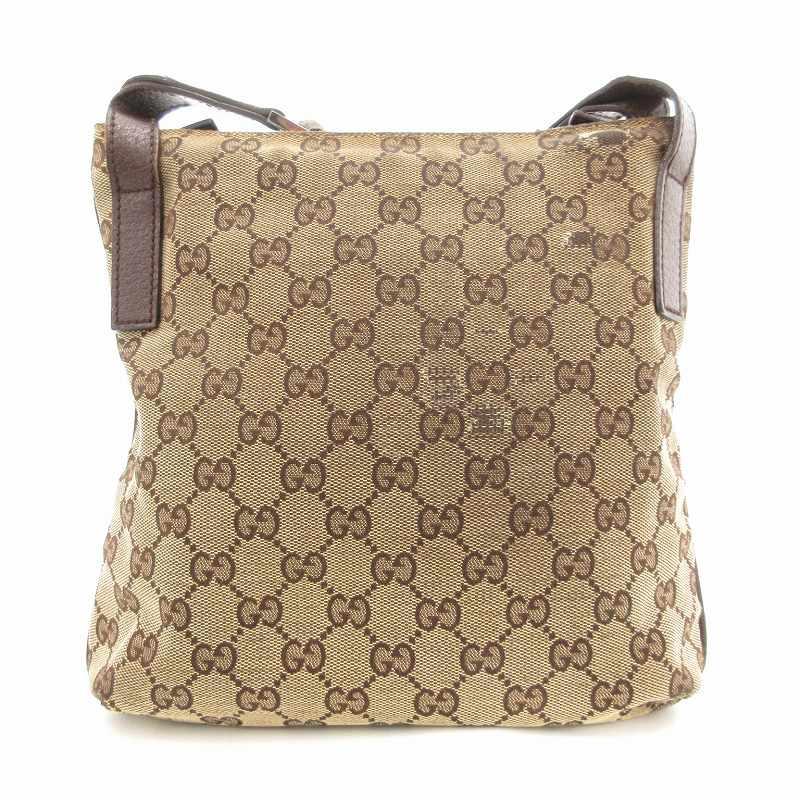 GUCCI（グッチ） ショルダーバッグ 斜めがけ GGキャンバス 茶 ブラウン