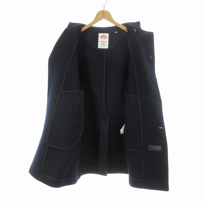 ダントン DANTON Pコート ピーコート ロング フード付き 34 XS 紺