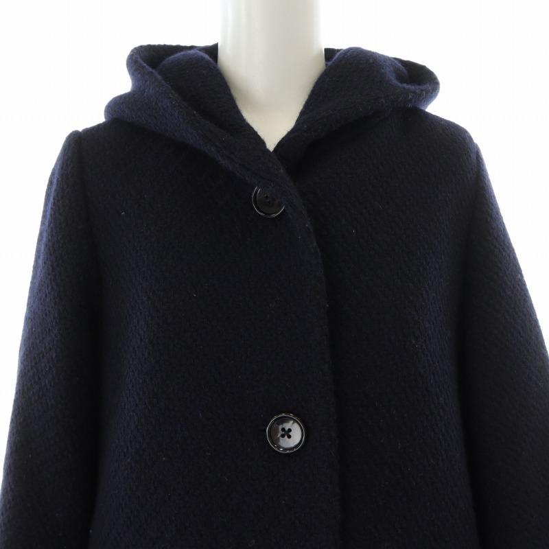 スローブ イエナ SLOBE IENA コート ミドル フード ウール F 紺