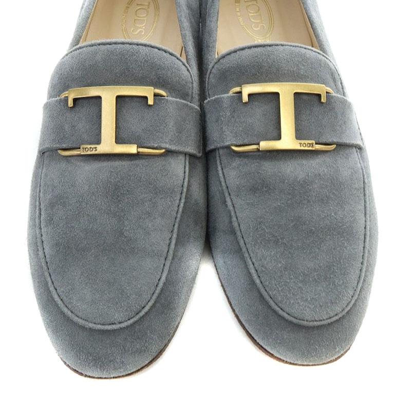 トッズ TOD'S Tタイムレス ローファー スエード 35 22cm グレー /AK