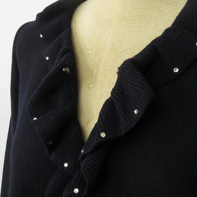 REGENCE レジャンス カーディガン ニット フリル ラインストーン 38 紺