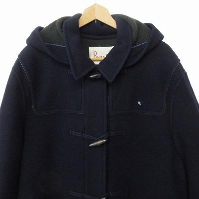 パパス Papas ダッフルコート ロング ワンポイント刺繍 M 紺 メンズ