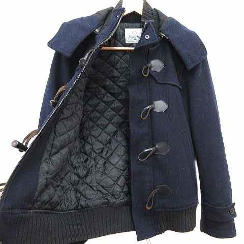 メンズビギ MEN'S BIGI ダッフルコート フード 総裏地 02 M ウール 紺