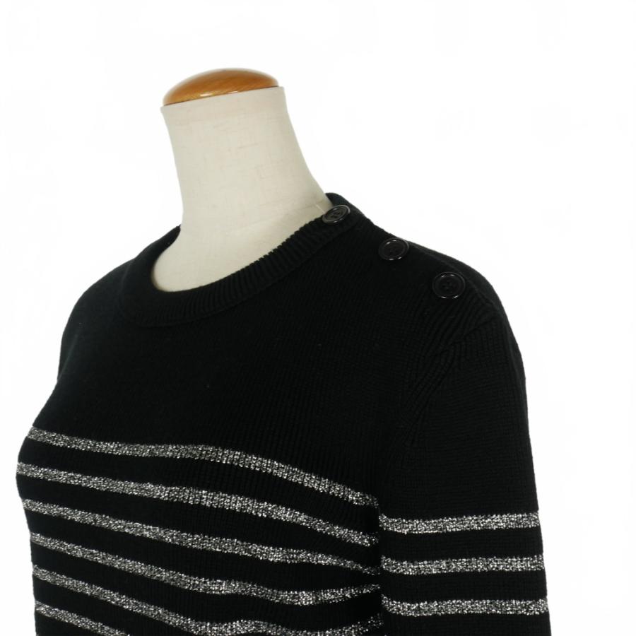 サンローラン パリ SAINT LAURENT PARIS ラメボーダーニット ボタン