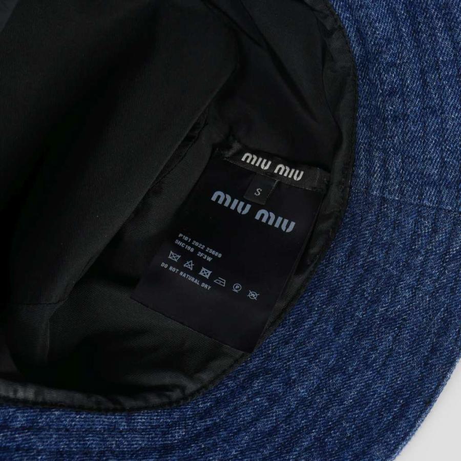 miu miu（ミュウミュウ） ロゴ刺繍 デニム バケットハット S