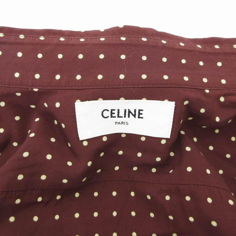 CELINE（セリーヌ） シャツ ナローカラー 長袖 ドット柄 水玉模様 38 M