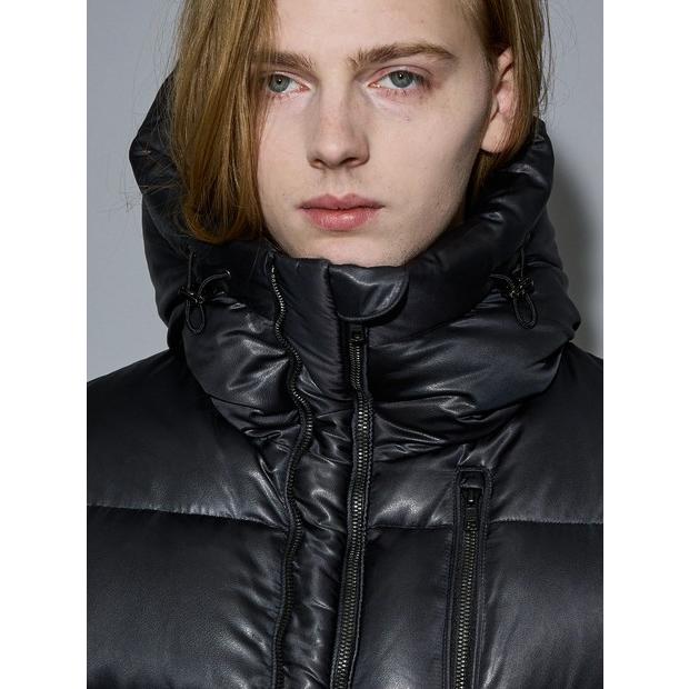 5351 POUR LES HOMMES レザーエンボス ダウンジャケット ブラック