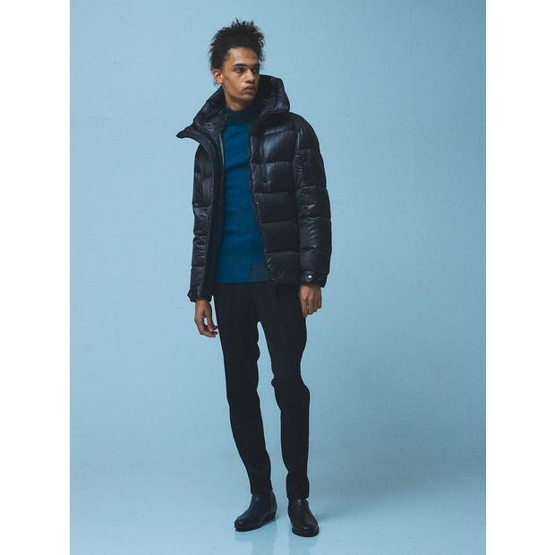 5351 POUR LES HOMMES レザーエンボス ダウンジャケット ブラック