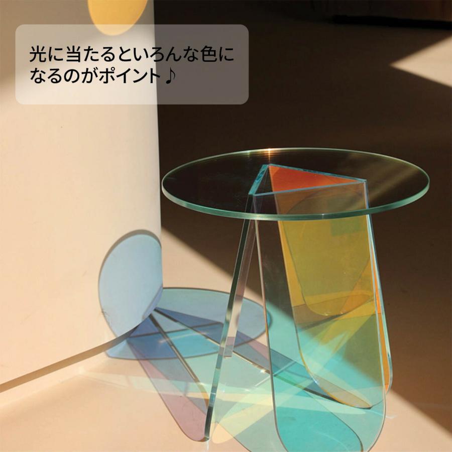 小] VeroMan オーロラサイドテーブル 机 珍しい 綺麗 反射 韓国クリア