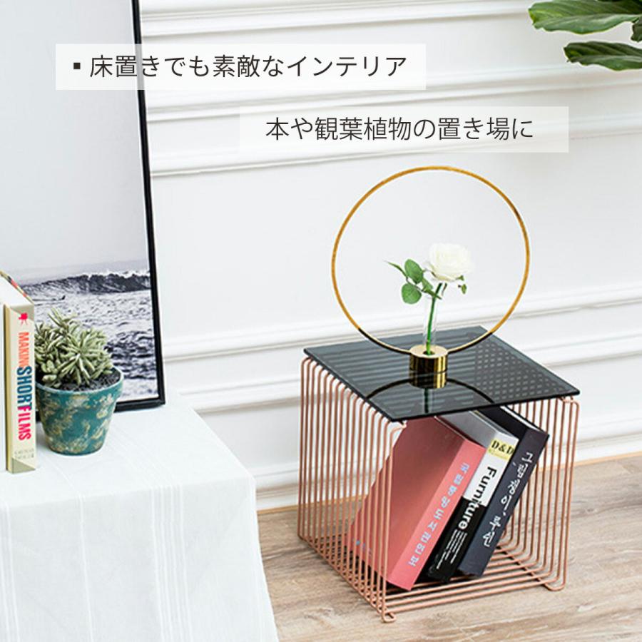 VeroMan ワイヤー シェルフ スクエア ラック サイドテーブル 床置き