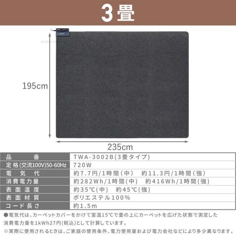 TEKNOS（テクノス） 電気カーペット 4畳 ホットカーペット 足元 電気