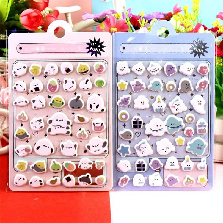 プチ マシュマロシール 12枚セット シール交換 手帳 3Dステッカー 全16