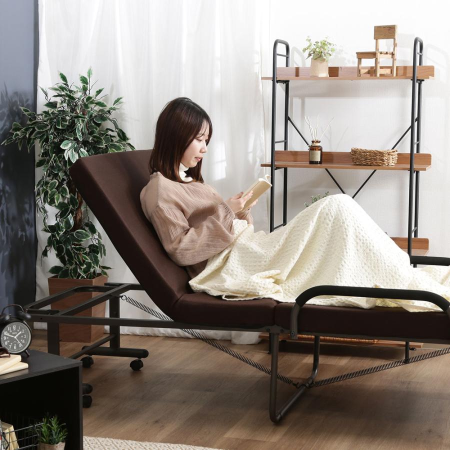 不二貿易 低反発折りたたみベッドフリーロック42段 高床【メーカー直送