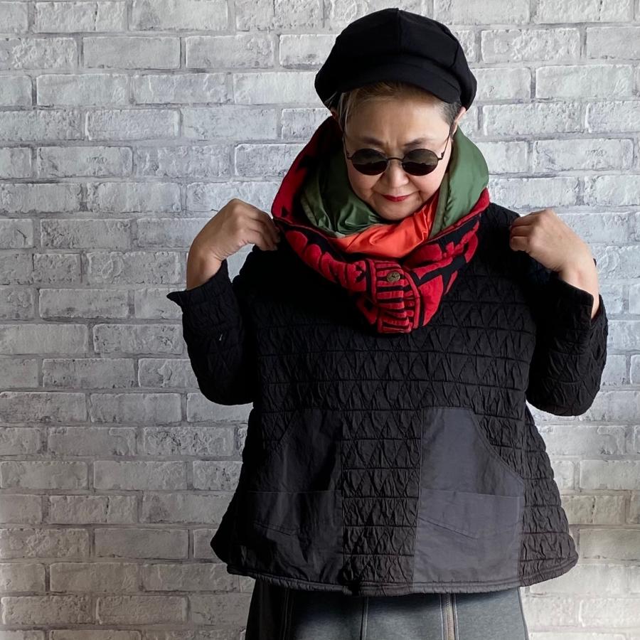 スヌード 異素材切り替え ネックウォーマー ネックカバー ストール