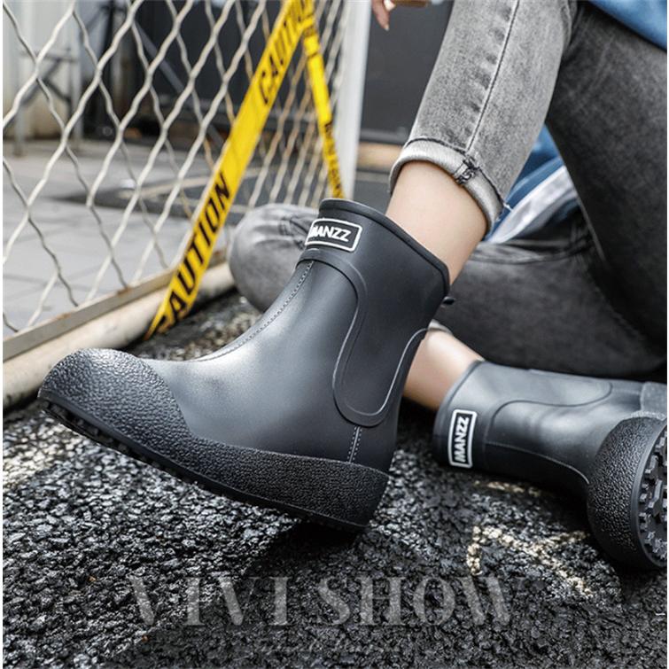 メンズ レインブーツ ラバーブーツ ショート丈 長靴 やわらかい 滑り