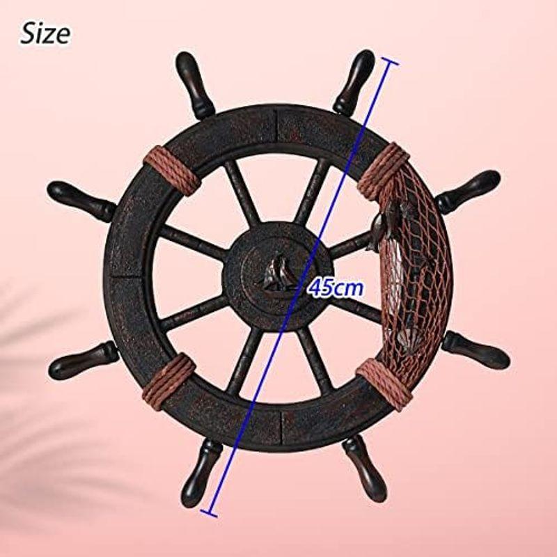 木製 舵輪 アンティーク 錨 舵取り 操舵 かじ 船舵 船ハンドル