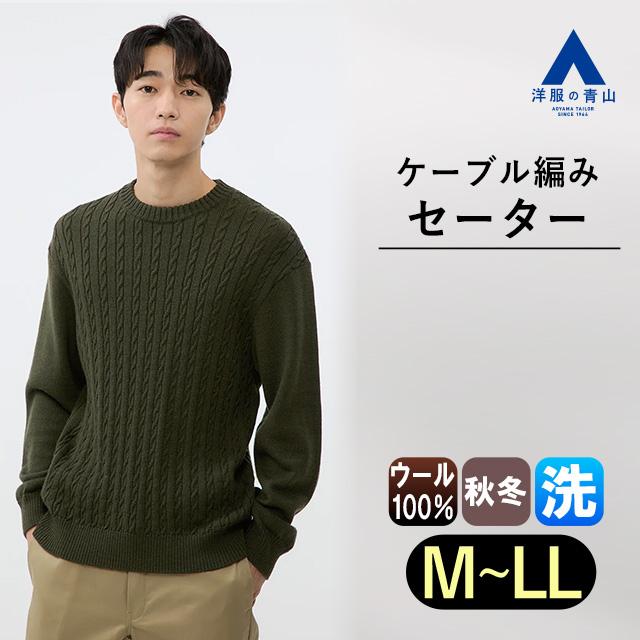AOYAMA 【洋服の青山】日本製 ウール100% セーター メンズ 秋冬用