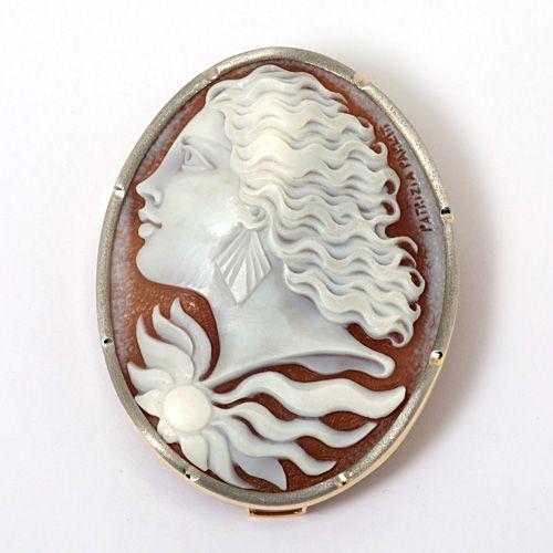 K18 プラチナ シェルカメオ ブローチ ペンダント : 宝寿堂 Yahoo!店