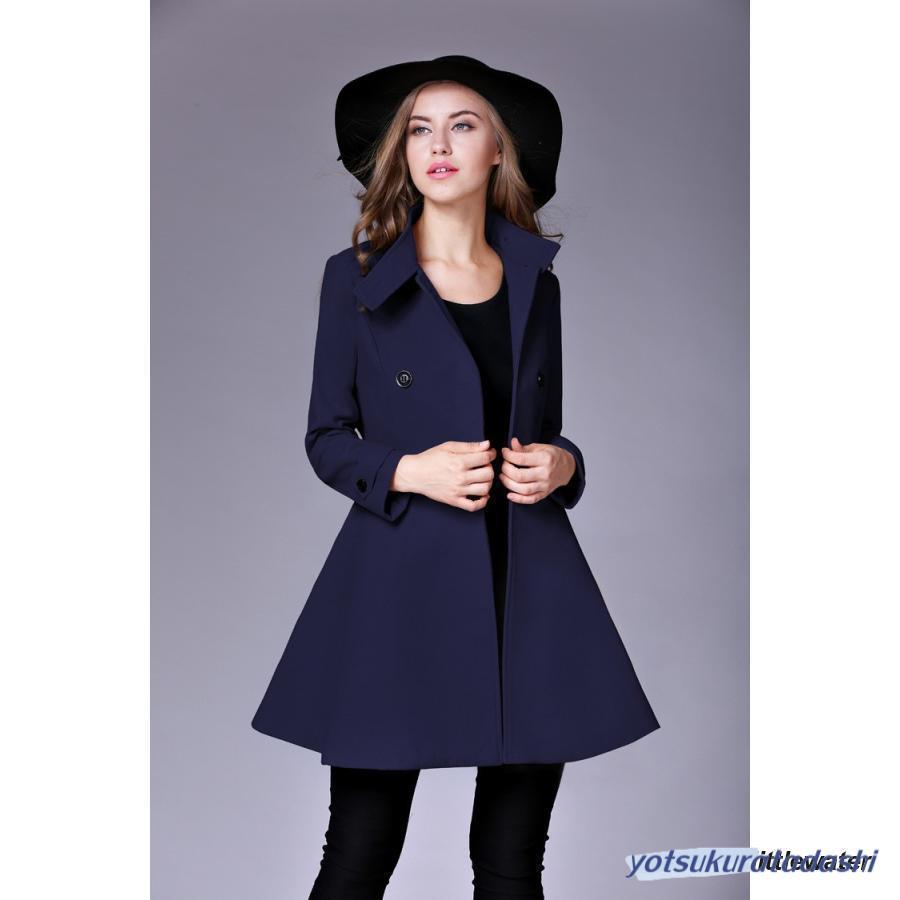 ピーコート Pコート アウター レディース 長袖 Aライン ダブルブレスト