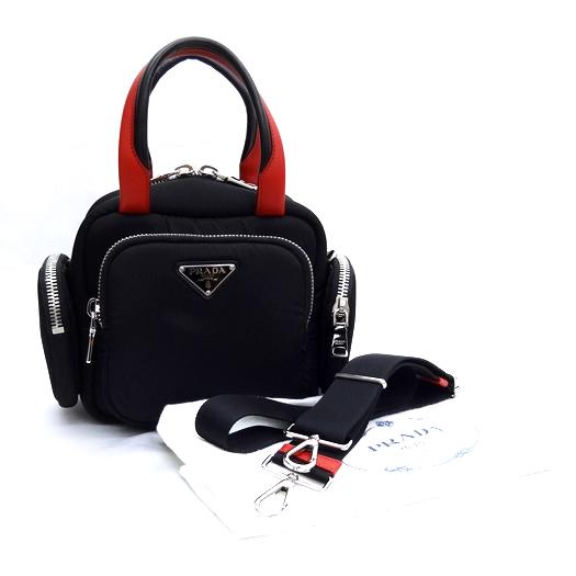 PRADA（プラダ） 2WAY ハンドバッグ ナイロン レザー ブラック レッド