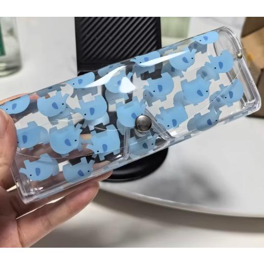 メガネケース 雑貨 ソフト 透明 クリア 眼鏡ケース イラスト入り