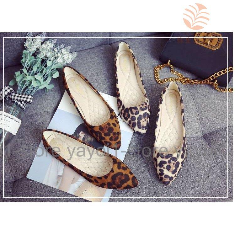 ヒョウ柄 フラットパンプス フラットシューズ レディース アニマル柄