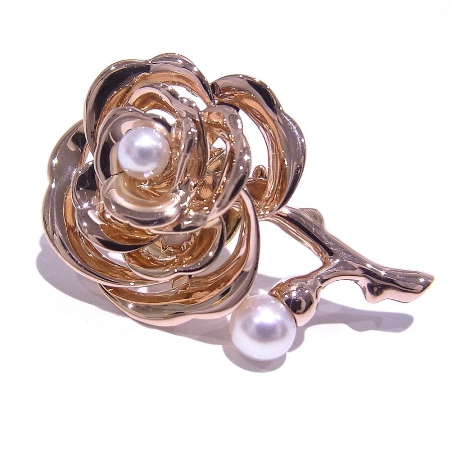 MIKIMOTO（ミキモト） ピンブローチ パールブローチ ローズモチーフ