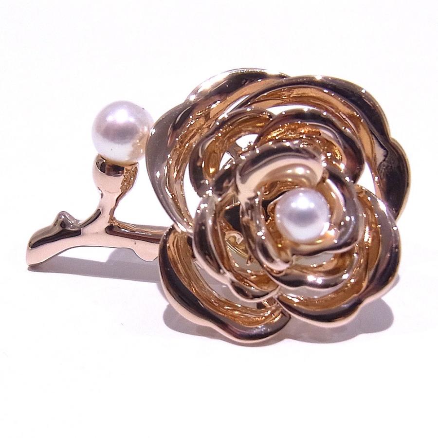 MIKIMOTO（ミキモト） ピンブローチ パールブローチ ローズモチーフ