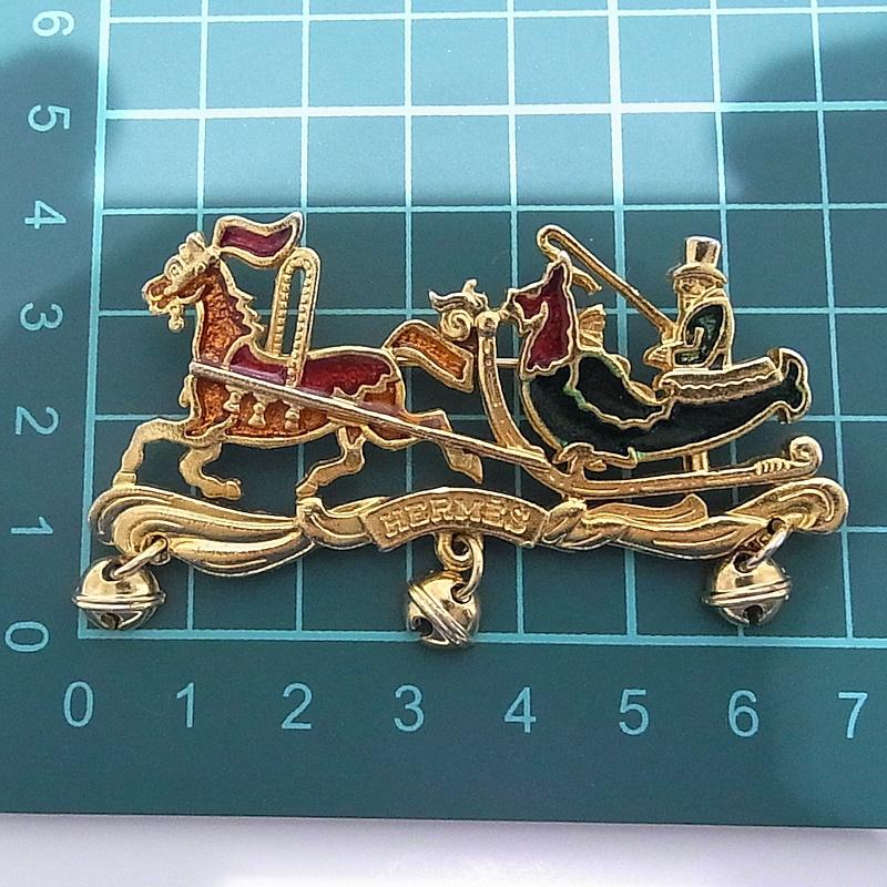 HERMES（エルメス） HELMES ブローチ クリスマス 馬車 七宝焼き