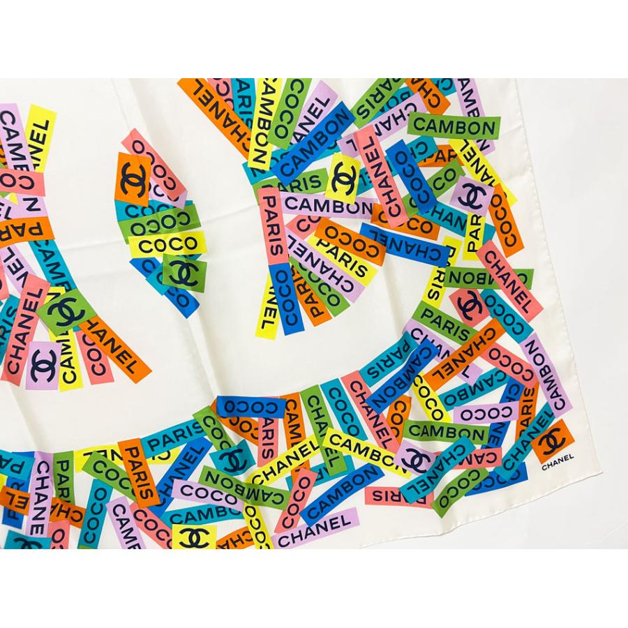 CHANEL（シャネル） ショール スカーフ シルク 100% ホワイト マルチ