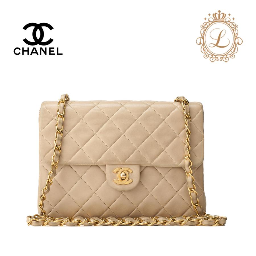 CHANEL シャネル ショルダーバッグ マトラッセ 20 ラムスキン ベージュ