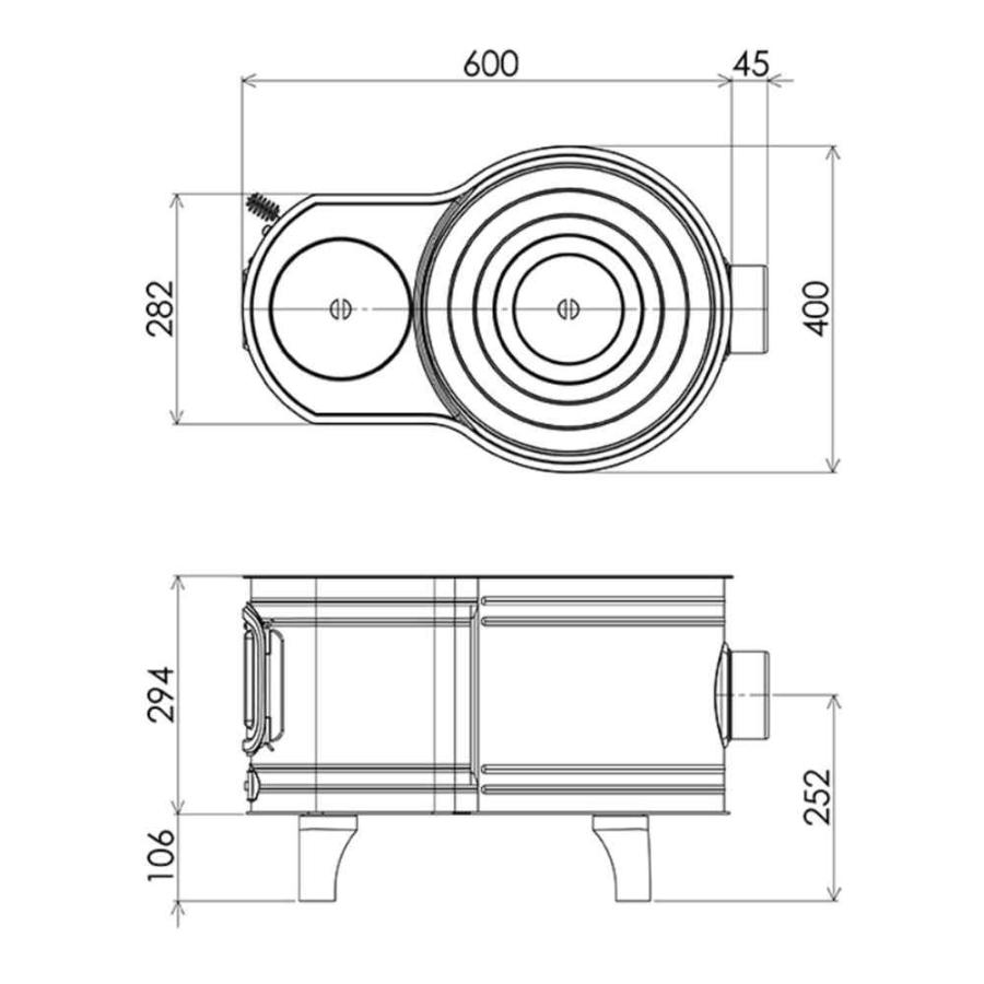 HONMA（ホンマ製作所） 黒耐熱窓付時計型薪ストーブ耐熱時計型ストーブ