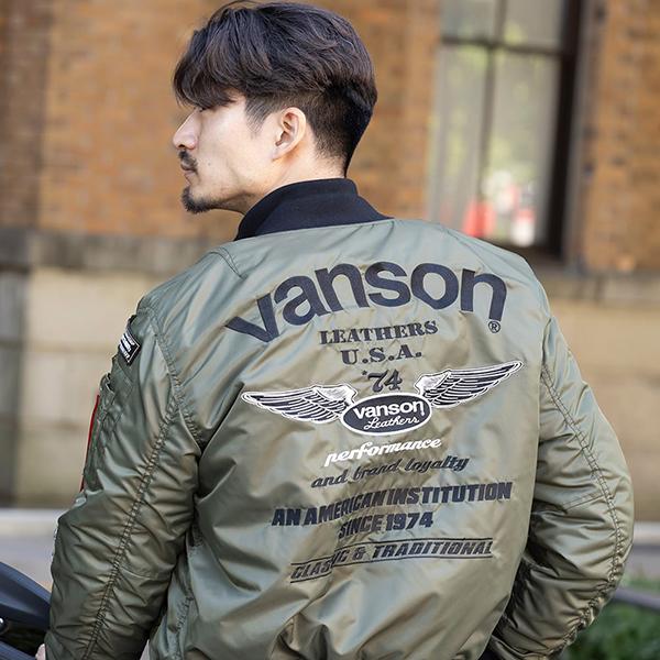 VANSON（バンソン） メンズ ジャケット バイク プロテクター MA-1 防風