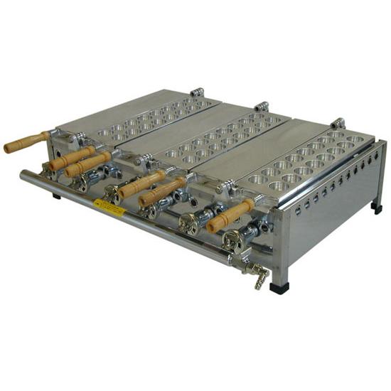 LPガス用 片面深型3丁（半自動たこ焼き器）山下金物製 （送料無料