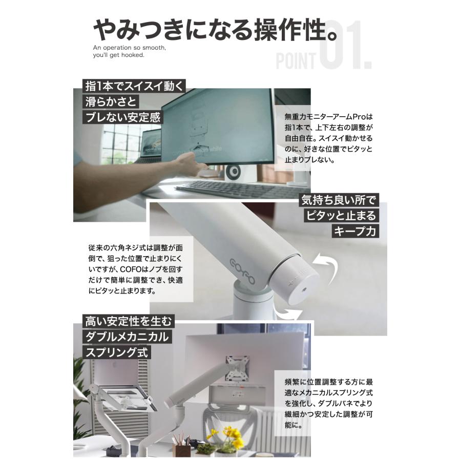 COFO 無重力モニターアーム Pro デュアル 17〜40インチ、2.5〜14kg対応
