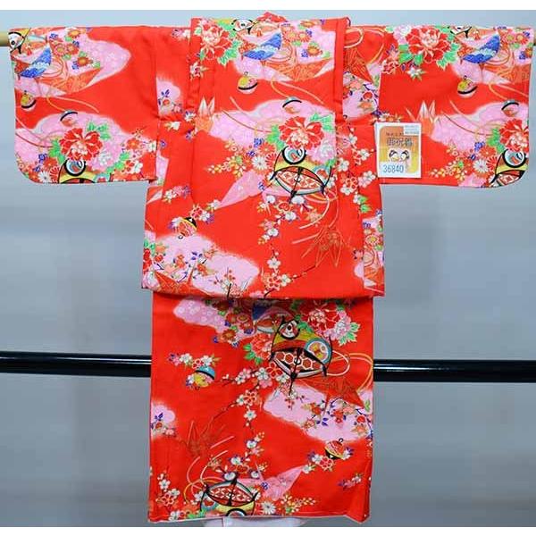 一つ身 着物セット 袷 綿入れ デンチセット 祝着 お宮参り 女児 陽気な