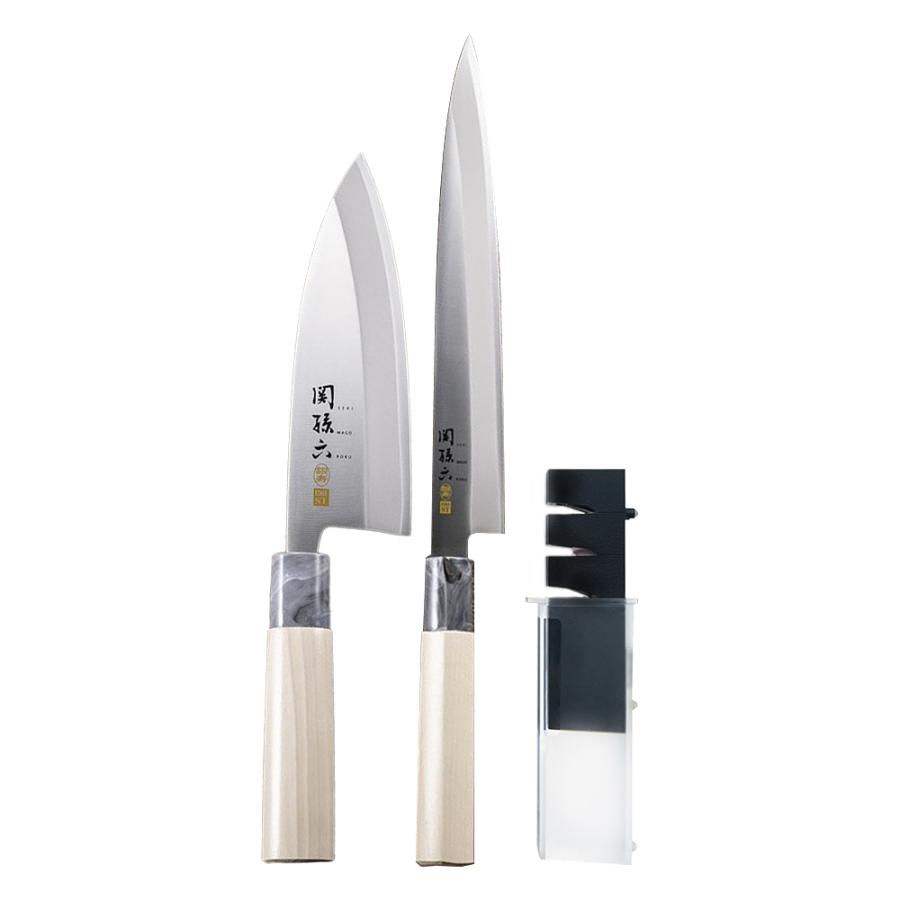 貝印 包丁セット 関孫六 銀寿ST 和包丁2本＋研ぎ器セット ｜ KAI 日本