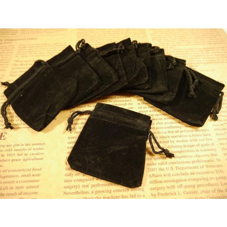 ジュエリー袋 四角(約8cmx7cm)10枚セット 黒 ベロア調 ベルベット調