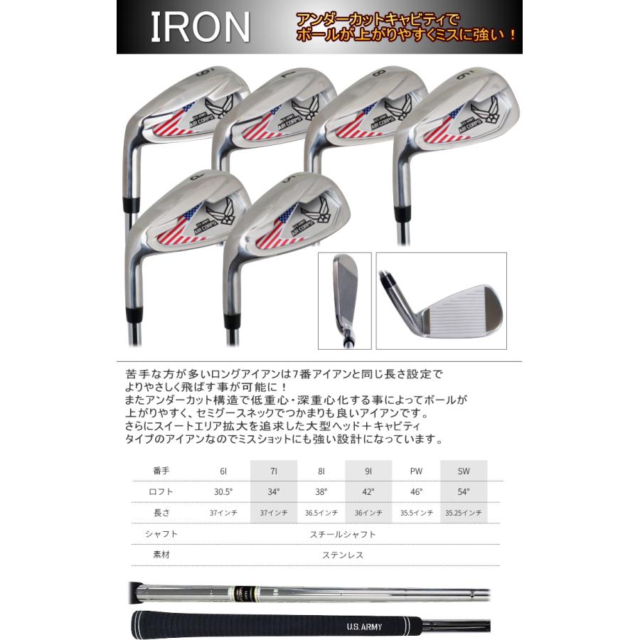 レフティー US ARMY AIR CORPS ゴルフクラブセット 9本組 (1W,UT,#6-9