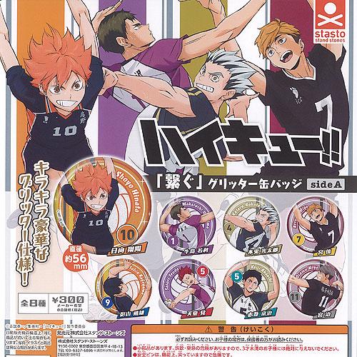 ハイキュー 繋ぐ グリッター 缶バッジ side A 全8種+ディスプレイ台紙