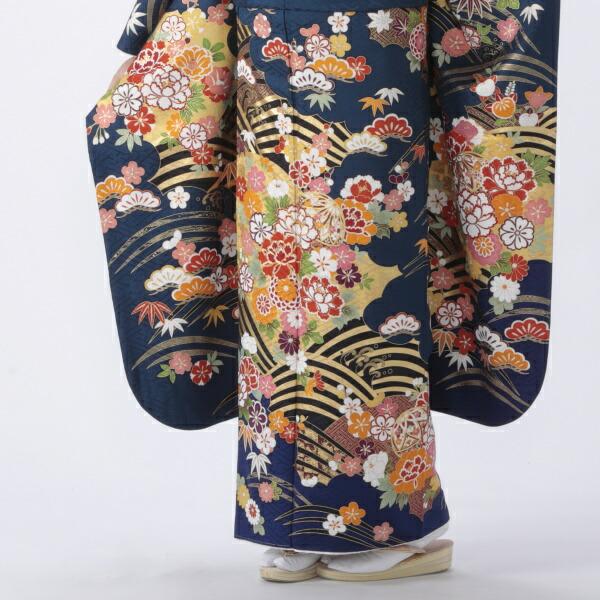 京都きもの友禅 振袖 中古 フルセット 成人式 Mサイズ 古典 青・紺系